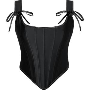 image:imageScarlet Darkness Black Corset Top for Women Boned Renaissance Vintage Bustier Tops Black Size 18