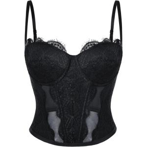 image:imageScarlet Darkness Corset Tops for Women Bustier Lace Mesh Western Concert Club Date Night Going Out Top