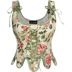 image:imageScarlet Darkness Corset Tops for Women Renaissance Corset Floral Lace Up Bodyshaper BustierApricot Pink Flowers