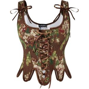 image:imageScarlet Darkness Corset Tops for Women Renaissance Corset Floral Lace Up Bodyshaper BustierBrown Floral