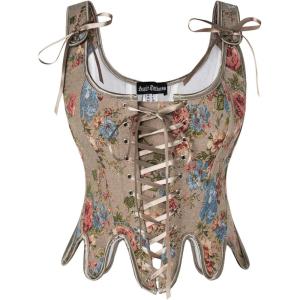 image:imageScarlet Darkness Corset Tops for Women Renaissance Corset Floral Lace Up Bodyshaper BustierKhaki Floral