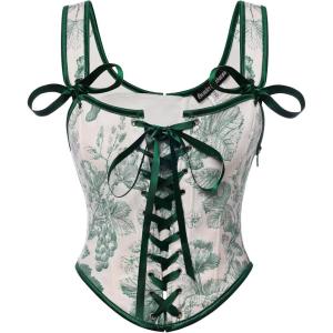 image:imageScarlet Darkness Corset Tops for Women Renaissance Corset Floral LaceUp Vintage Overbust Bustier BodiceGreen Grapes