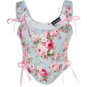 image:imageScarlet Darkness Corset Tops for Women Renaissance Lace Up Floral Bustier Tops Size 616Blue Rose