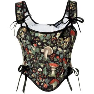 image:imageScarlet Darkness Corset Tops for Women Renaissance Lace Up Floral Bustier Tops Size 616Midnight Mushroom