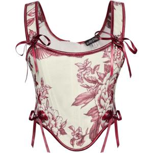 image:imageScarlet Darkness Corset Tops for Women Renaissance Lace Up Floral Bustier Tops Size 616Whimsical Red