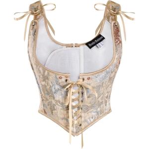 image:imageScarlet Darkness Corset Tops for Women Renaissance Underbust Corset Boned Lace Up CorsetsBeige
