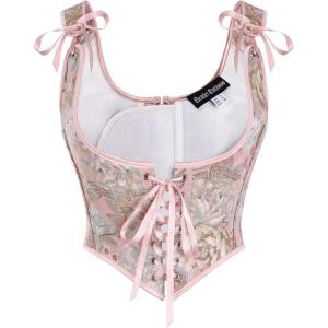 image:imageScarlet Darkness Corset Tops for Women Renaissance Underbust Corset Boned Lace Up CorsetsLight Pink