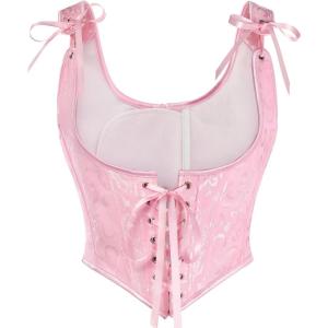 image:imageScarlet Darkness Corset Tops for Women Renaissance Underbust Corset Boned Lace Up CorsetsPink