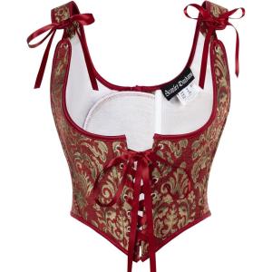 image:imageScarlet Darkness Corset Tops for Women Renaissance Underbust Corset Boned Lace Up CorsetsRed Gold