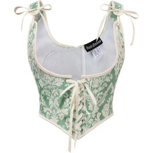 image:imageScarlet Darkness Corset Tops for Women Renaissance Underbust Corset Boned Lace Up CorsetsSage Green Floral