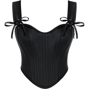 image:imageScarlet Darkness Corset Tops for Women Vintage Renaissance Sweetheart Fishboned Bustier TopsBlack