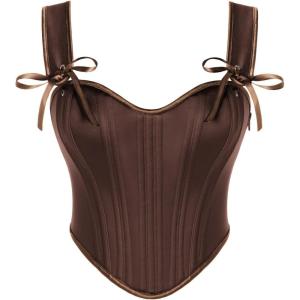 image:imageScarlet Darkness Corset Tops for Women Vintage Renaissance Sweetheart Fishboned Bustier TopsBrown