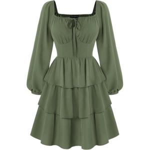 image:imageScarlet Darkness Renaissance Dress for Women Off Shoulder Long Sleeve Medieval Corset DressesArmy Green