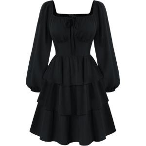 image:imageScarlet Darkness Renaissance Dress for Women Off Shoulder Long Sleeve Medieval Corset DressesBlack