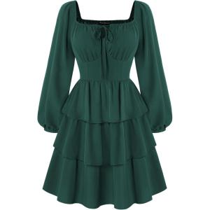 image:imageScarlet Darkness Renaissance Dress for Women Off Shoulder Long Sleeve Medieval Corset DressesGreen