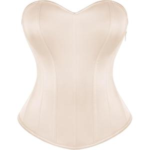 image:imageScarlet Darkness Womens Strapless Corset Top Bustier Fishboned Waist Cincher Sweetheart Neckline for Daily amp PartiesOatmeal
