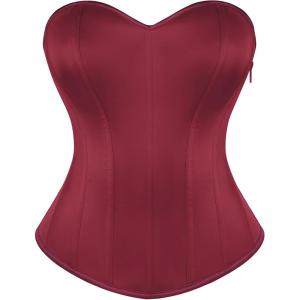 image:imageScarlet Darkness Womens Strapless Corset Top Bustier Fishboned Waist Cincher Sweetheart Neckline for Daily amp PartiesWine Red