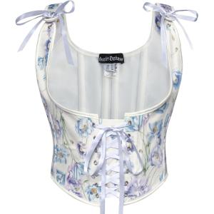 image:imageScarlet Darkness Womens Underbust Corset Top Renaissance Medieval Laceup Boned Fairycore Pirate CorsetsBeige Bluepurple Floral