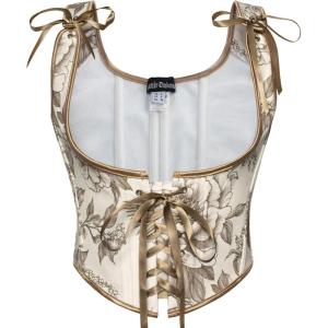 image:imageScarlet Darkness Womens Underbust Corset Top Renaissance Medieval Laceup Boned Fairycore Pirate CorsetsBeige Brown Floral