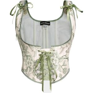 image:imageScarlet Darkness Womens Underbust Corset Top Renaissance Medieval Laceup Boned Fairycore Pirate CorsetsBeige Light Green Floral