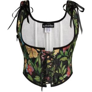 image:imageScarlet Darkness Womens Underbust Corset Top Renaissance Medieval Laceup Boned Fairycore Pirate CorsetsBlack Green Floral