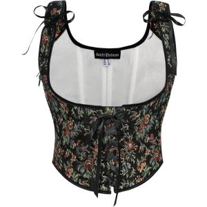 image:imageScarlet Darkness Womens Underbust Corset Top Renaissance Medieval Laceup Boned Fairycore Pirate CorsetsBlack Multi Floral