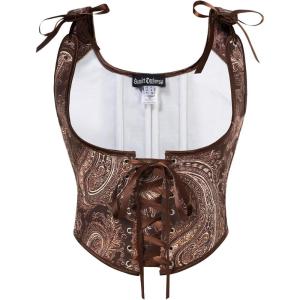 image:imageScarlet Darkness Womens Underbust Corset Top Renaissance Medieval Laceup Boned Fairycore Pirate CorsetsBrown Floral
