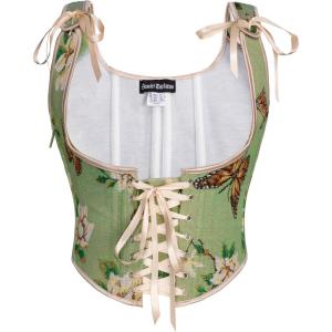 image:imageScarlet Darkness Womens Underbust Corset Top Renaissance Medieval Laceup Boned Fairycore Pirate CorsetsGreen Floral