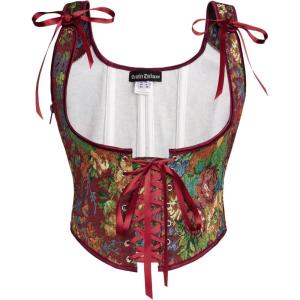 image:imageScarlet Darkness Womens Underbust Corset Top Renaissance Medieval Laceup Boned Fairycore Pirate CorsetsRed Flower Cluster