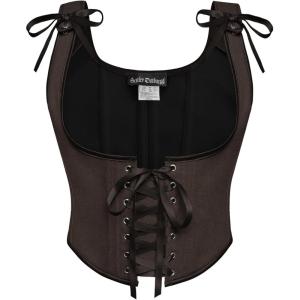 image:imageScarlet Darkness Womens Underbust Corset Top Renaissance Medieval Laceup Boned Fairycore Pirate CorsetsSolid Brown