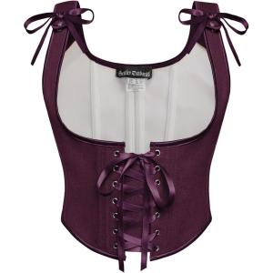 image:imageScarlet Darkness Womens Underbust Corset Top Renaissance Medieval Laceup Boned Fairycore Pirate CorsetsSolid Purple