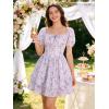 image:imageScarlet Darkness Floral Corset Dress Summer Dresses for Women Girls 2026 Short Milkmaid Sundress with PocketPurple