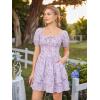 image:imageScarlet Darkness Floral Corset Dress Summer Dresses for Women Girls 2026 Short Milkmaid Sundress with PocketPurple