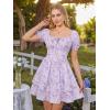 image:imageScarlet Darkness Floral Corset Dress Summer Dresses for Women Girls 2026 Short Milkmaid Sundress with PocketPurple