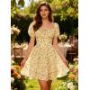 image:imageScarlet Darkness Floral Corset Dress Summer Dresses for Women Girls 2026 Short Milkmaid Sundress with PocketYellow Rose