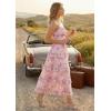 image:imageScarlet Darkness Womens Floral Corset Dress 2026 Summer Spring Wedding Guest Dresses Flowy Sundress with PocketsPink Floral