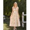 image:imageScarlet Darkness Womens Floral Corset Dress 2026 Summer Spring Wedding Guest Dresses Flowy Sundress with PocketsSunset Coral Floral