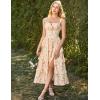 image:imageScarlet Darkness Womens Floral Corset Dress 2026 Summer Spring Wedding Guest Dresses Flowy Sundress with PocketsSunset Coral Floral