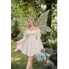 image:imageScarlet Darkness Womens Renaissance Fairy Dress 2026 Summer Boho Off The Shoulder Flowy Corset Mini DressesBeige