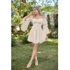 image:imageScarlet Darkness Womens Renaissance Fairy Dress 2026 Summer Boho Off The Shoulder Flowy Corset Mini DressesBeige