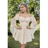 image:imageScarlet Darkness Womens Renaissance Fairy Dress 2026 Summer Boho Off The Shoulder Flowy Corset Mini DressesBeige
