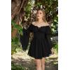image:imageScarlet Darkness Womens Renaissance Fairy Dress 2026 Summer Boho Off The Shoulder Flowy Corset Mini DressesBlack