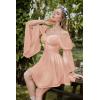 image:imageScarlet Darkness Womens Renaissance Fairy Dress 2026 Summer Boho Off The Shoulder Flowy Corset Mini DressesCoral Pink