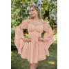 image:imageScarlet Darkness Womens Renaissance Fairy Dress 2026 Summer Boho Off The Shoulder Flowy Corset Mini DressesCoral Pink