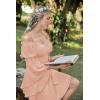 image:imageScarlet Darkness Womens Renaissance Fairy Dress 2026 Summer Boho Off The Shoulder Flowy Corset Mini DressesCoral Pink