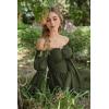 image:imageScarlet Darkness Womens Renaissance Fairy Dress 2026 Summer Boho Off The Shoulder Flowy Corset Mini DressesDark Olive Green