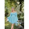image:imageScarlet Darkness Womens Renaissance Fairy Dress 2026 Summer Boho Off The Shoulder Flowy Corset Mini DressesLight Blue