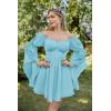 image:imageScarlet Darkness Womens Renaissance Fairy Dress 2026 Summer Boho Off The Shoulder Flowy Corset Mini DressesLight Blue