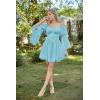 image:imageScarlet Darkness Womens Renaissance Fairy Dress 2026 Summer Boho Off The Shoulder Flowy Corset Mini DressesLight Blue