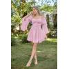 image:imageScarlet Darkness Womens Renaissance Fairy Dress 2026 Summer Boho Off The Shoulder Flowy Corset Mini DressesLight Pink